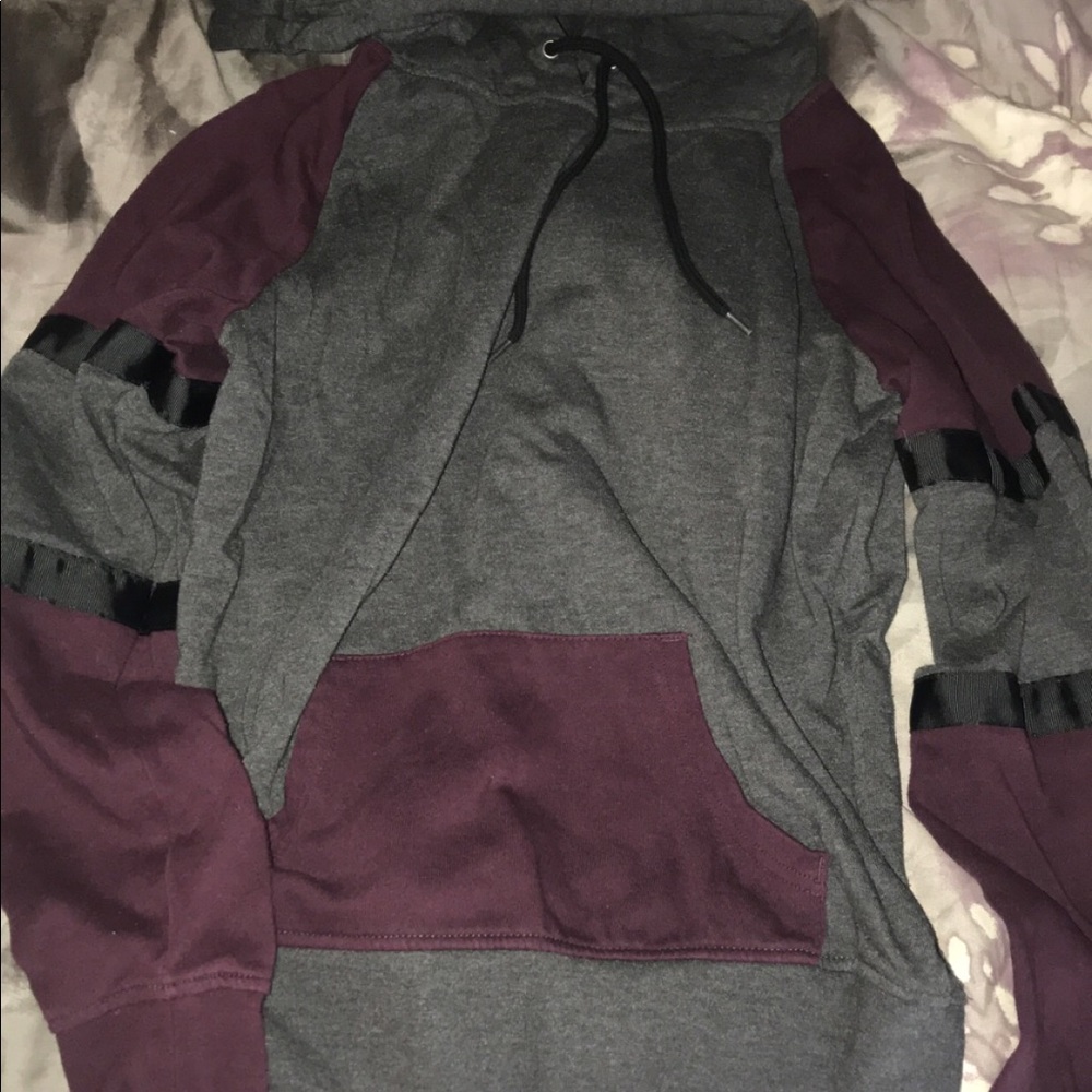 zine maroon & gray hoodie size medium